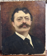 Antico quadro -Olio su tela -Ritratto uomo con baffi - fine '800