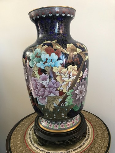 Cloisonne vase bronze emaux - vase,