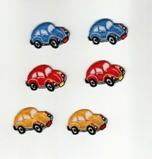 6 APPLICAZIONI TERMOADESIVE RICAMATE "MACCHININE COLORATE" PATCH  DECORAZIONI 