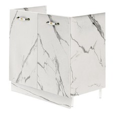 Mobile Cucina Sottolavello Componibile in Legno Colore Bianco Marmo 2 Ante 80cm