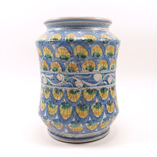 Vaso da farmacia vintage ceramica siciliana Alessi Caltagirone decoro a palmette