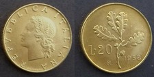 Moneta in alluminio/bronzo da 20 Lire - Italia - Anno 1958
