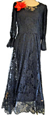 Abito lungo donna pizzo nero - abito,