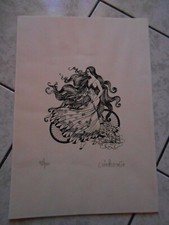 LIVIO PEZZATO-LITOGRAFIA  DONNA IN BICICLETTA-98di100-AUTOGRAFATA-cm.34,5x50