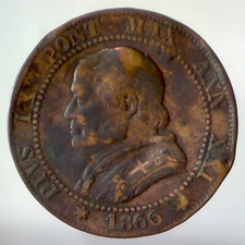 STATO PONTIFICIO Roma 1 soldo  1866  XXI   Busto più grande