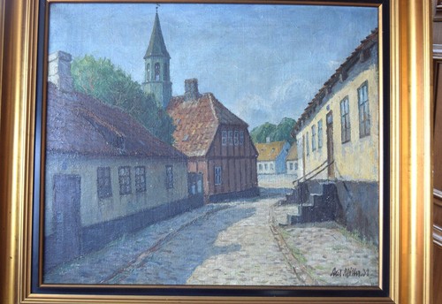 Ebeltoft strada del paese - , con