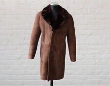 Cappotto pelle montone shearling marrone scuro vintage originale taglia XL