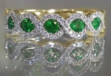 ANELLO DI LUSSO DONNA ACCIAIO PLACCATO ARGENTO CON SMERALDI E ZIRCONI MISURA 17