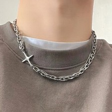 Collana catena acciaio a - in,