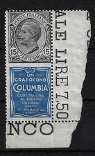 1924 Italia Regno, Pubblicità n.2,15 Centesimi Colombia Grigio Oltremare - Postf
