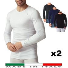Maglia Intima Uomo Caldo Cotone Felpato Manica Lunga Girocollo Termica Invernale
