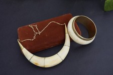 Parure Collana Bracciale Osso/avorio Vintage 