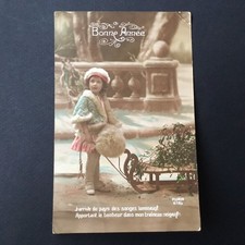 CPA Buon anno 1910 guida slitta nipote vecchia cartolina