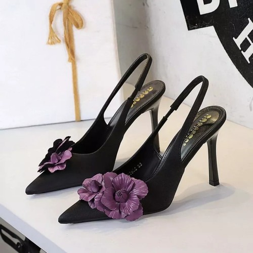 Decolte fiore nero tacco - nero,
