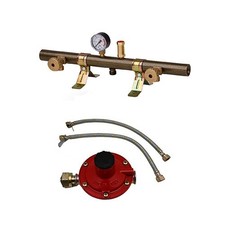 CENTRALINA GAS TUBOLARE 2 ELEMENTI CON MANOMETRO VALVOLA E FLESSIBILE 2 att.