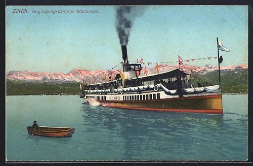 Cartolina zurigo piroscafo - cartolina,