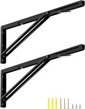 ® 2 Pezzi 600Mm Staffe Pieghevoli Pesanti - Ferro Nero- per Tavolo a Muro E Mens