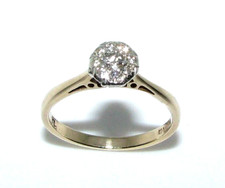 Donne 9ct 9carat Oro Giallo Diamante Grappolo Anello Misura UK L