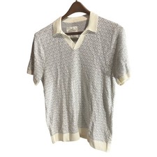 Polo uomo Hollister maglia manica corta motivo diamante bianco panna taglia M