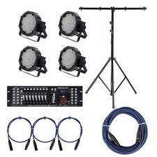 Kit Effetti PAR 144 LED Luce Faro Faretti RGBW Strobo USB DMX Mixer Cavi Stativo