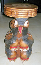 Sgabello tavolino artigianale elefante scolpito in legno arte africana