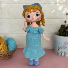 Bambola bambina vestito blu