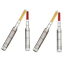 1 x (griglia in acciaio inox, gabbia per barbecue, manico in legno, clip per barbecue, griglia per barbecue, ferro 4353