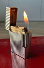 ST Dupont L1 BS silver vertical lines, small lighter perfect working, OVERHAULED
