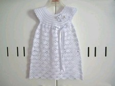 VESTITO VESTITINO NEONATA UNCINETTO BATTESIMO CERIMONIA NASCITA Cotone Bianco 