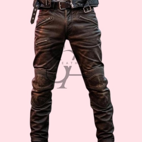 Pantalone uomo pelle marrone