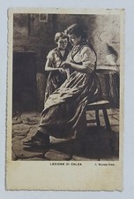 76753 Cartolina - Lezione di calza (I. Nunes-Vais) - VG 1940