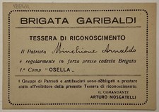 RSI BRIGATA GARIBALDI NEMICO N° 1 DEL POPOLO FAC SIMILE TESSERA PARTIGIANA 1945
