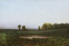 Johannès SON peintre lyonnais Lyon Bourg-en-Bresse tableau paysage Ain soir Lune