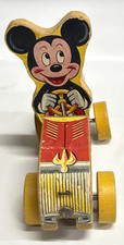 Vintage Fisher Price DISNEY TOPOLINO POZZANGHERA MAGLIONE LEGNO TIRA GIOCATTOLO 1954