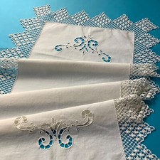 Corsia vintage particolare bordo all'uncinetto 100x50 cm bianco avorio