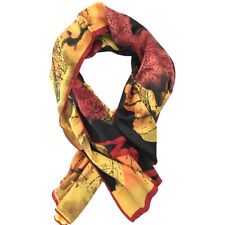 Foulard da cerimonia in raso da donna Stola quadrata Vintage come nuova gialla