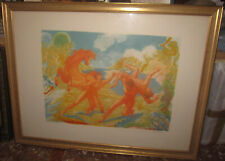 Aligi Sassu. Acquaforte  ed acquatinta. Cavallo con lotta tra uomini. cm 100