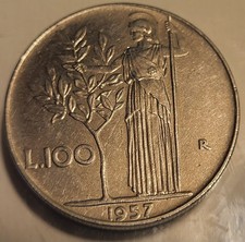 1957 R Italy 100 Lire. Great