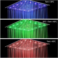 LED acciaio 40 cm Soffione doccia bagno cascata quadrato Ultra Sottile Pioggia