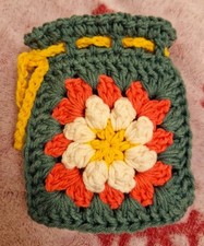 Portagioie Portaoggetti Bomboniere Bustina Borsetta Uncinetto Handmade12x12 Cm 