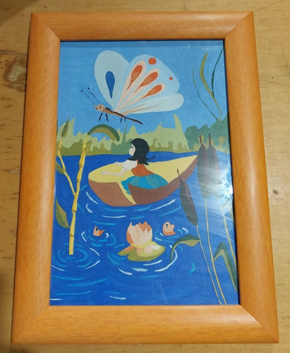 Quadro olio tela ragazza in - su,