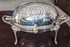 Lrg James Dixon & Son Sheffield Silver Plate Roll Top Server 2 inserti c 1890