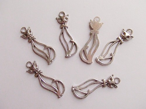 5pz charms ciondoli gatto - 5pz,