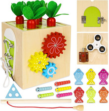 Giochi Legno Bambini, 9 in 1 Montessori Cubo Di Abilità Motorie, Educativi Cubo 