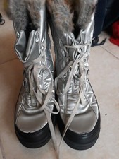 lotto 895b scarpe donna stivali OMS grigi neri neve con pelliccia n.39