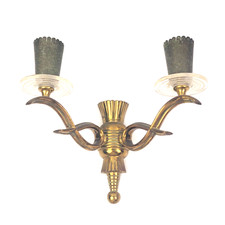 Vintage APPLIQUE Lampada CANDELIERE Metallo Dorato Stile Art Dèco da Parete 900