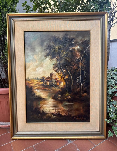Dipinto olio tavola m - olio, su