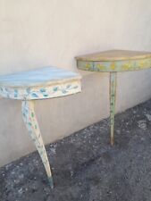 COPPIA CONSOLE AD ANGOLO LACCATE E DIPINTE A FIORI - LEGNO ABETE  - 1940 EMILIA