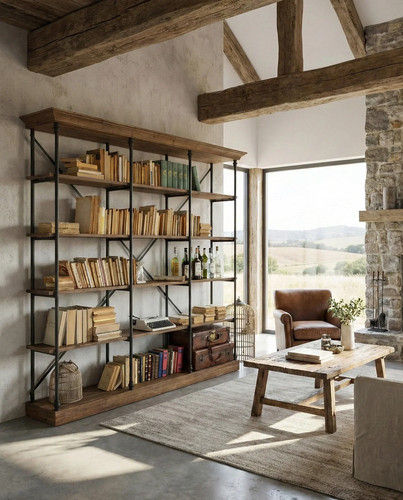 Libreria industriale legno - industriale,