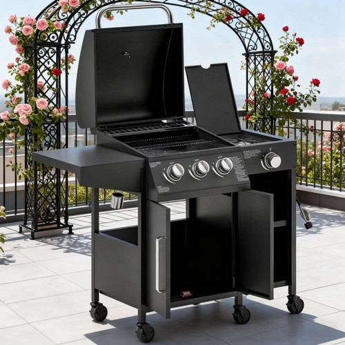 Propane gas grill with side - grill,